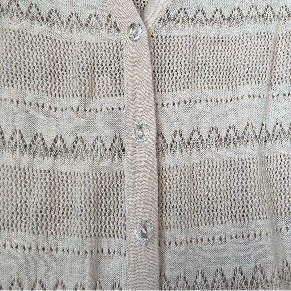 Lauren Conrad Long Cardigan Crochet Knit Cream Long Sleeve Buttons Women's Small - Picture 3 of 7